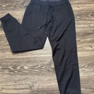 Black Ava Therese Jogger Scrubs with Smiley Waistband